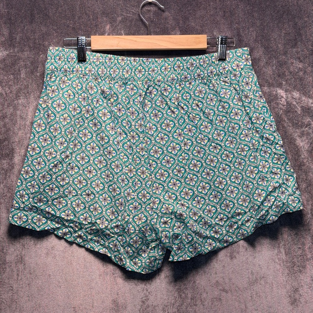 Old Navy Shorts Womens L Green Rayon Viscose Playa High Rise Geometric Pockets - Picture 2 of 9